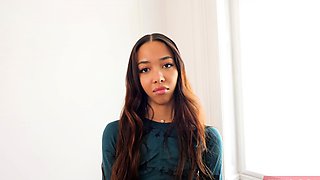 Skinny asian teen takes a big dick pov