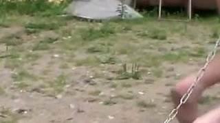 Dominating girl spanks the masked guy