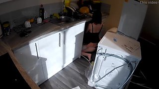 Hot housewife Sofie Lund fucks plumber Otto Holm in kitchen - cheating wife creampie