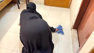 Arab Maid Stuck Under Chair Cleaning - Big Ass Hijabi Aria Mia Rough Anal Fuck