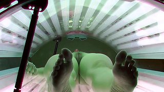 Hairy MILF in solarium