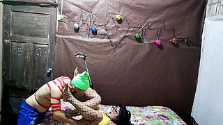 STEPMOTHER RIDING HER BEARDED STEPSON'S DWARF COCK LIKE A SLUT