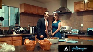 GIRLSWAY - Lonely Woman Cheats On Her Husband With His Boss  Wife Angela White During Couple Dinner