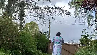 In vintage maid outfit for a day