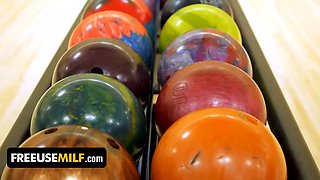 Step-mother and daughter-in-law Armani Black & aubrey babcock get screwed while bowling - freeuse milf