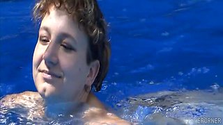 Brunette Pounded Poolside