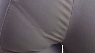 MILF Secretary in Tight Trousers Teases Her Visible Panty Line