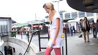 Amateur blonde customer nailed in public for a free fare