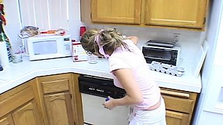 Teen topanga solo in kitchen