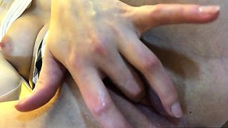 Blonde Russian Teen Masturbates in Public Toilet on Webcam