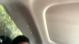 Horny brunette slut suck and ride BBC in the car live at sex