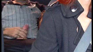 Skinny Redhead Brazilian Taxi Driver Catches Client Jerking Off in Backseat - Amateur Car Masturbation & Public Nude