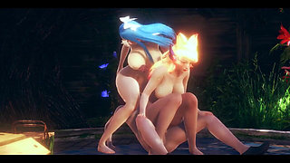 Lol Hentai - Ahri and Syra Threesome with Amazing Sex - Japanese Asian Manga Anime Film Game Porn