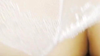 My Stepmom in White Lace Panties Without Taking Them off. Cum on the Back.