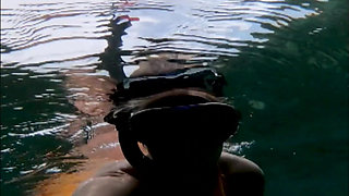 Snorkel Slut: Tight Bikini, Dive Mask & Underwater Fin Tease
