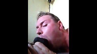 Amateur White Guy Sucks a Big Black Cock