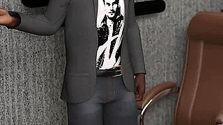 In Security: Silly Girl with Big Tits and Ass Is Sucking off Mr. Big Dick Boss Man in His Office - Episode 7