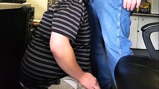 Fat Daddy Trucker Uses Chubby Boy's Mouth as a Dumping Groun