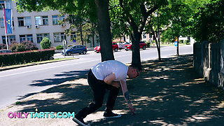 Soft Landing: Cute girl gets creampie from the guy she just met!