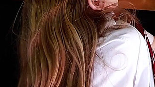 Blonde Schoolgirl Milking Table with Rae Astora