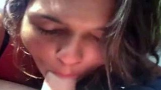 Hot Brunette Giving Blowjob in Car