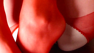 Anal Fisting in Red Pantyhose