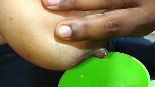 Desi MILF Wife Sucking Millk on Her Bobs by Her Husband