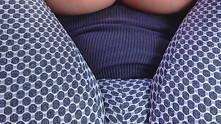 Ooops! She Has a Hole in Her Leggings - Best Tits Ever Bouncing While Pounding Her Pussy - Lilykoti