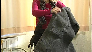 Teen sucking dildo on casting