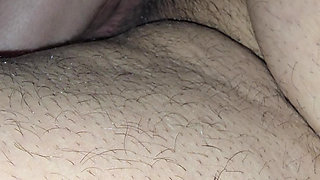 Step mom hand slip slowly and touch step son dick in front of