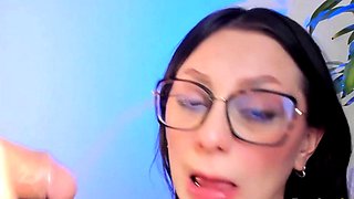 Horny Brunette Worships Thick Cock POV