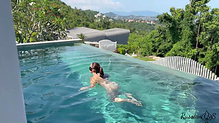 Masturbating by the Pool in Luxurious Villa