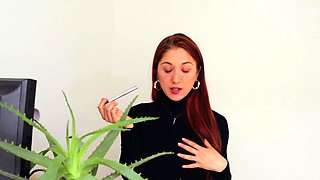 Petite amateur redheaded teen pisses and sucks cock