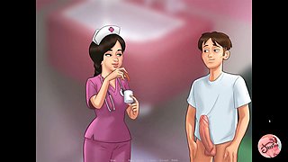 Nurse gives a handjob in a public bathroom during a sperm bank visit with a fake doctor