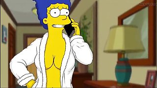 Marge Simpson Cartoon Parody - Horny Housewife Cheats While Cuckold Watches