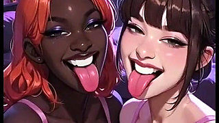 Beautiful Lesbians Tongue and Kiss Fetish, Ai Animation