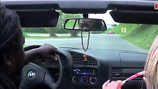 Blowjob in a convertible with a German amateur