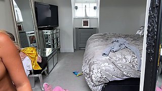 Glamour babe with big boobs masturbates in lingerie