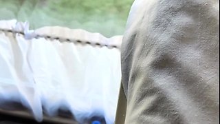 Busty Brunette Masturbates and Touches Herself on a Train