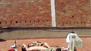 Amateur Couple Fucking on the Terrace, Outside Sex