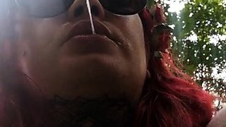 Czech amateur bangs outdoor pov