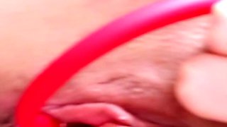 Horny teen uses a sex toy to make her pussy wet and happy