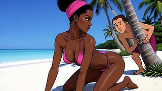 Ebony Girl Sex on the Beach. African Girl. Cartoon. the Sexiest Girls on the Planet
