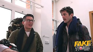 Faux hostel Kathy Anderson fucks italian and latina dudes