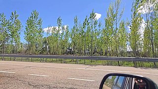 Cheating Wife with Her Neighbor in Public Inside the Car Hardcore Footjob Deep Blowjob