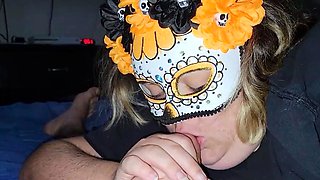 Blonde BBW Sounds Her Cock While Giving a Blowjob