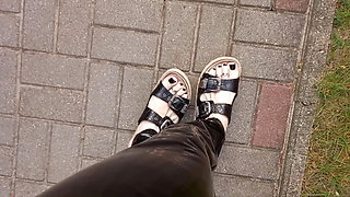 I walk around in latex leggings and sexy sandals