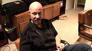 Hot brunette foot fetish play