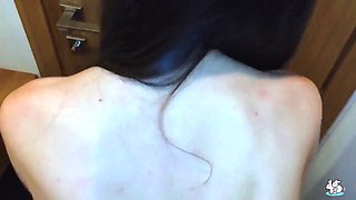 Dark haired in stockings gets banged in the bathroom at fresh years eve fest