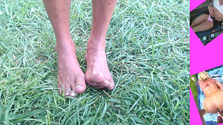 Outdoor Chaturbate Broadcast.  Wearing a bikini and giving a little squirt show.  Piss on my toes